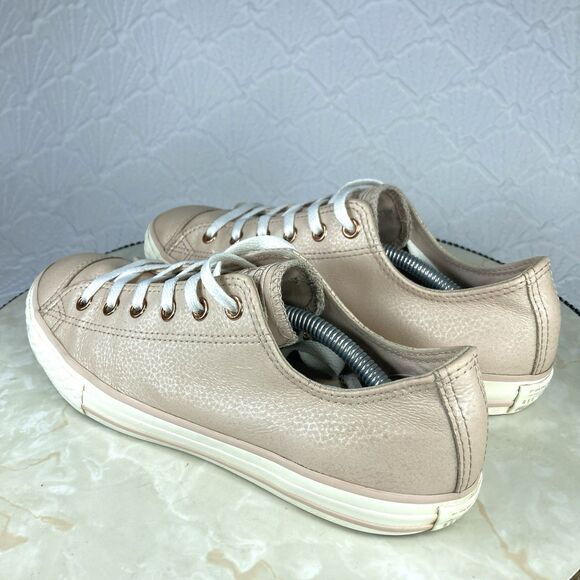 Converse All Star Sneakers Womens Sz 7 Pale Pink All Leather Low Top Skate Shoes - Picture 7 of 12